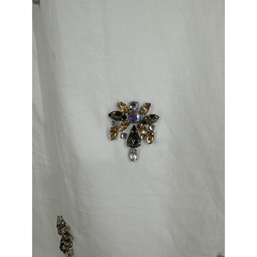 J Crew Factory Tank Top White Beige Jeweled Front Sleeveless Blouse Womens Sz 0 - Picture 3 of 8